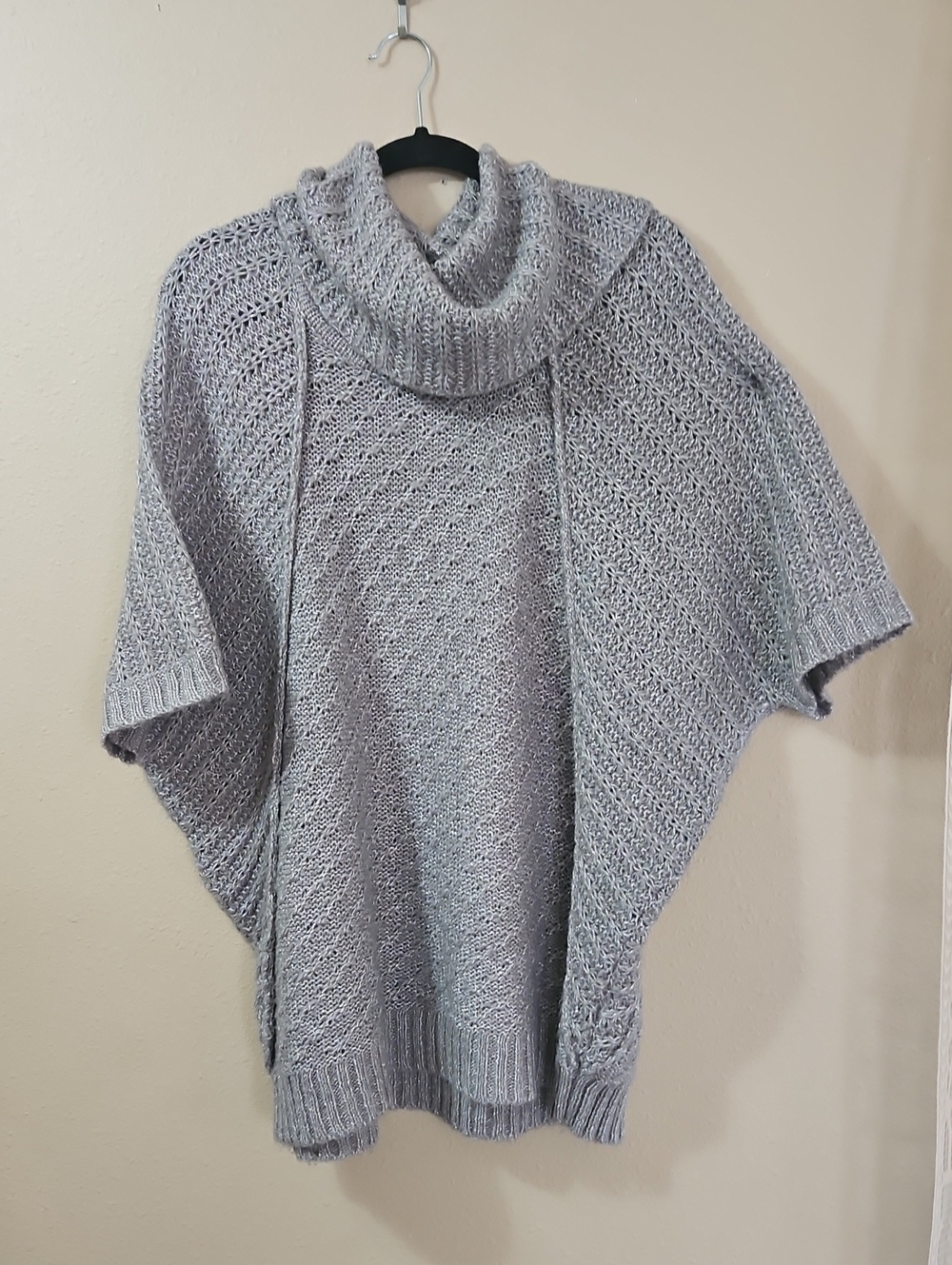 Chico's Light Gray Knit Cowl Poncho Sweater